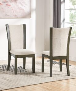 Alternative view of DINING CHAIR SET OF 2 GREY/BEIGE