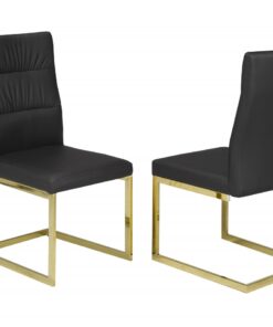 DINING CHAIR SET OF 2 - BLACK/GOLD