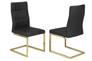 DINING CHAIR SET OF 2 - BLACK/GOLD