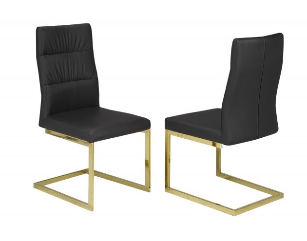 DINING CHAIR SET OF 2 - BLACK/GOLD