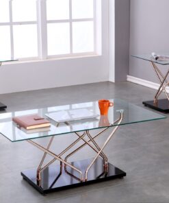 Alternative view of 3-PIECE COFFEE TABLE SET - BLACK/ROSE GOLD