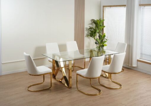 Grove White/Gold 7 Pcs dining Set