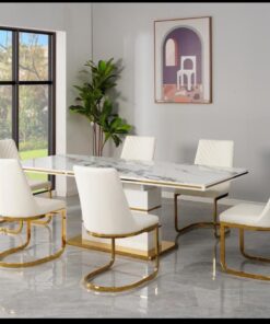 Grove White/Gold 7 Pcs dining Set