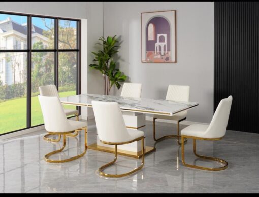 Grove White/Gold 7 Pcs dining Set