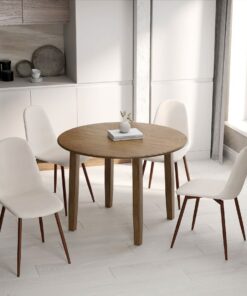 Conrad/Lyna 5pc Dining Set in Walnut with Beige Chair