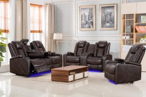 Party Time - brw leather Power recliner Sofa