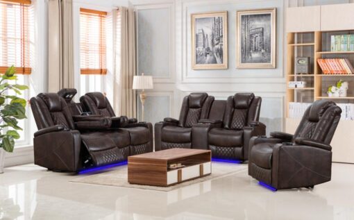 Party Time - brw leather Power recliner Sofa