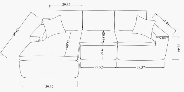 SECTIONAL - BEIGE - Image 3