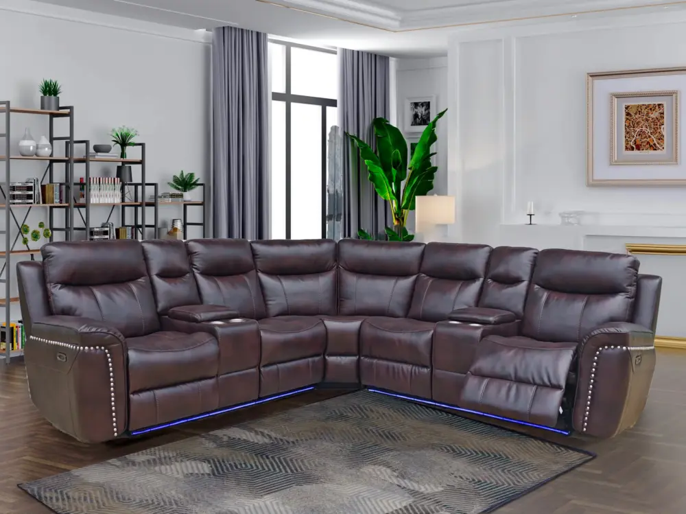 POWER RECLINER SECTIONAL- BROWN