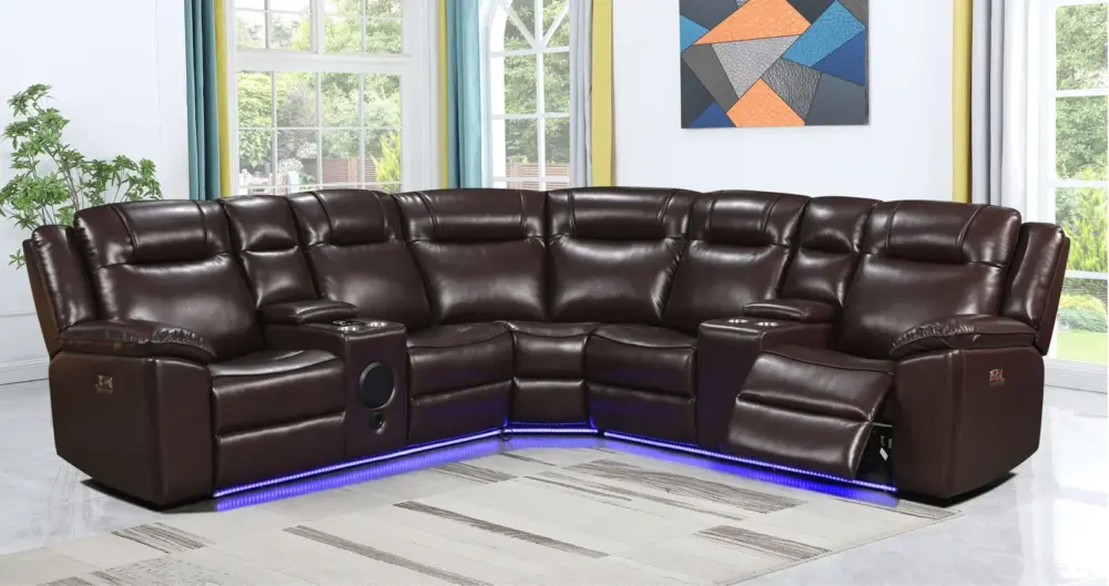 RECLINER-SECTIONAL- BROWN