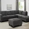 9936 GREY VELVET SECTIONAL WITH STORAGE OTTMAN