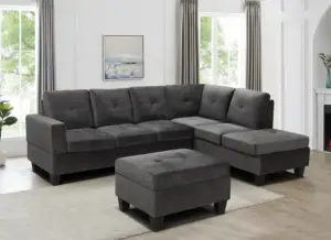 9936 GREY VELVET SECTIONAL WITH STORAGE OTTMAN