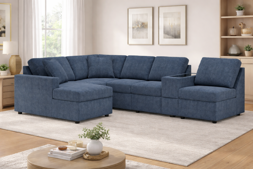 Modmax 6-Piece Sectional with Chaise and Storage Console