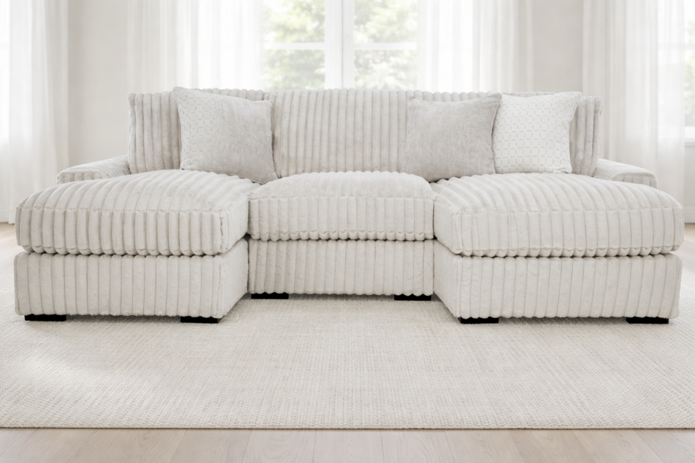 Stupendous 3-Piece Sectional with Double Chaise