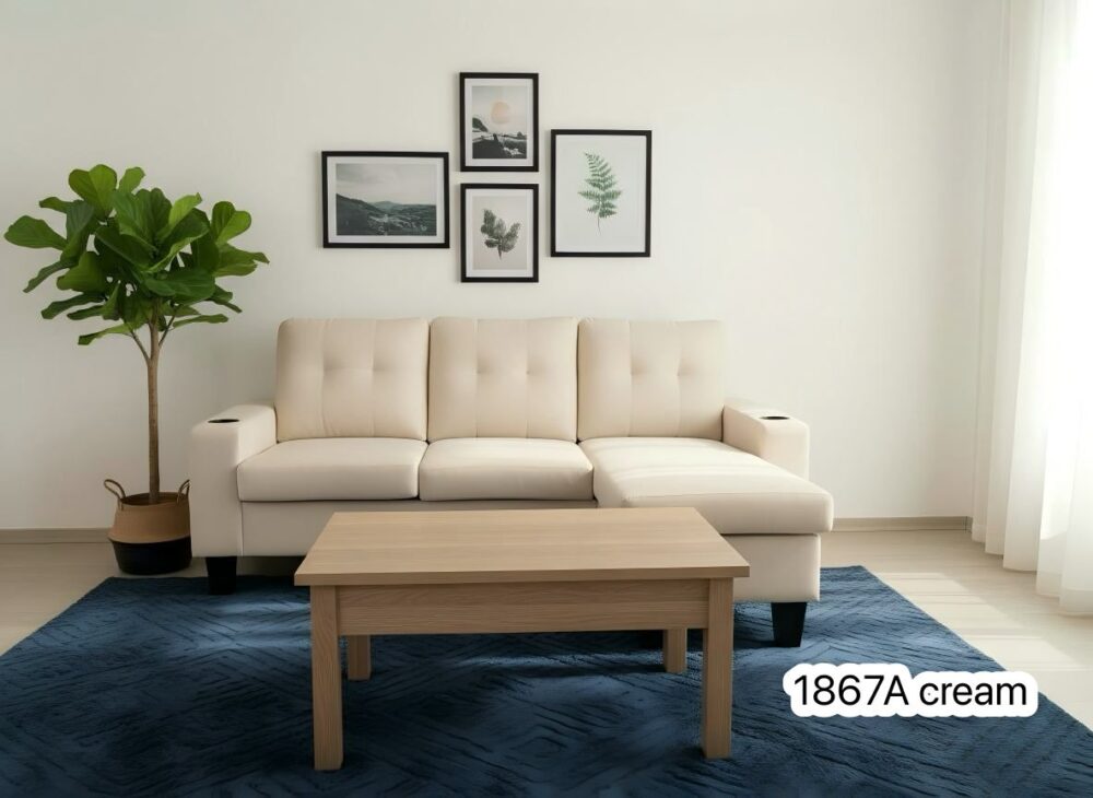 Alternative view of 1867 Sectional Sofa Colors  Grey Cream , Black  and Beige Linen Fabric