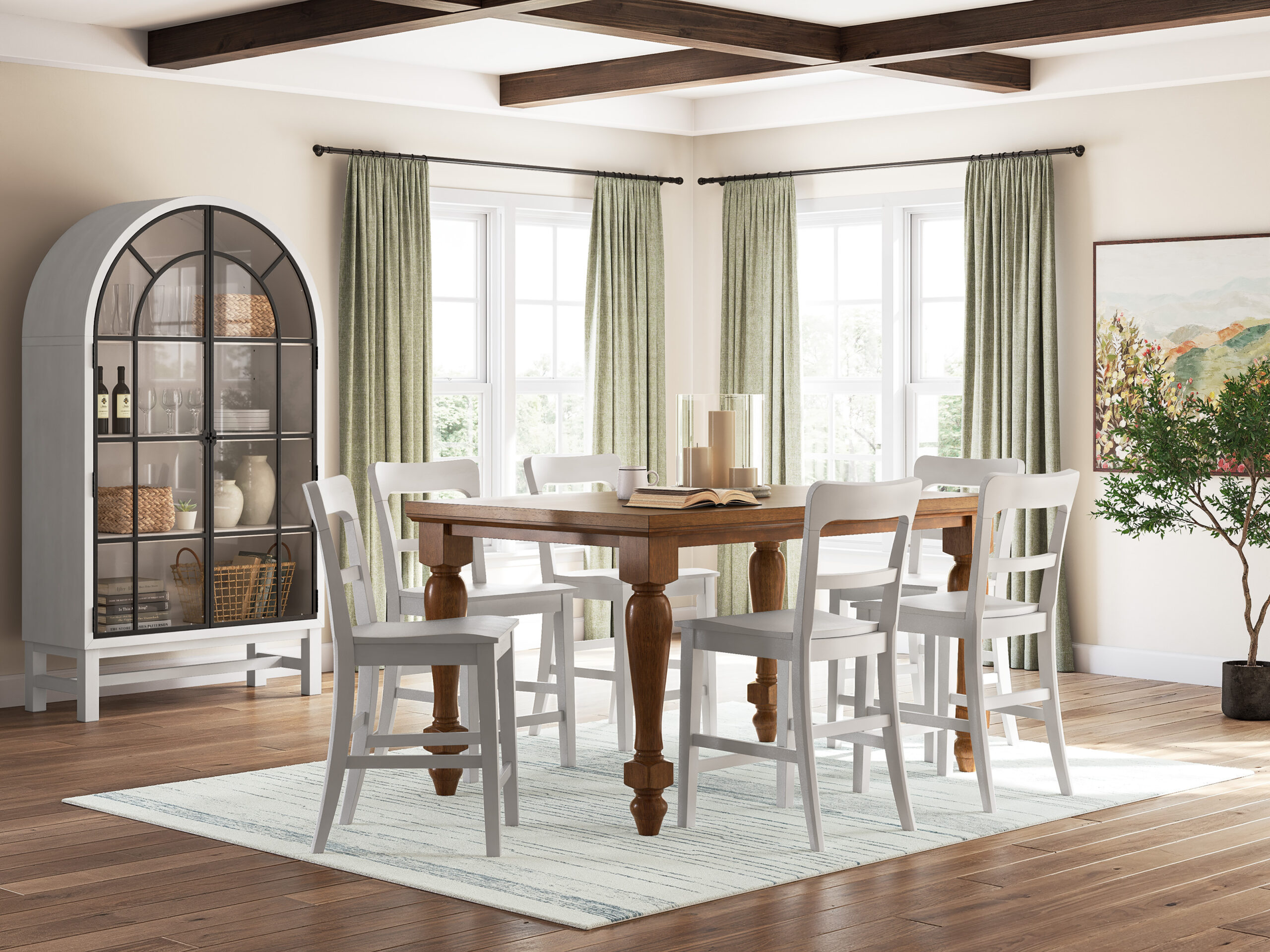 Greddinton Counter Height Dining Table and 6 Barstools
