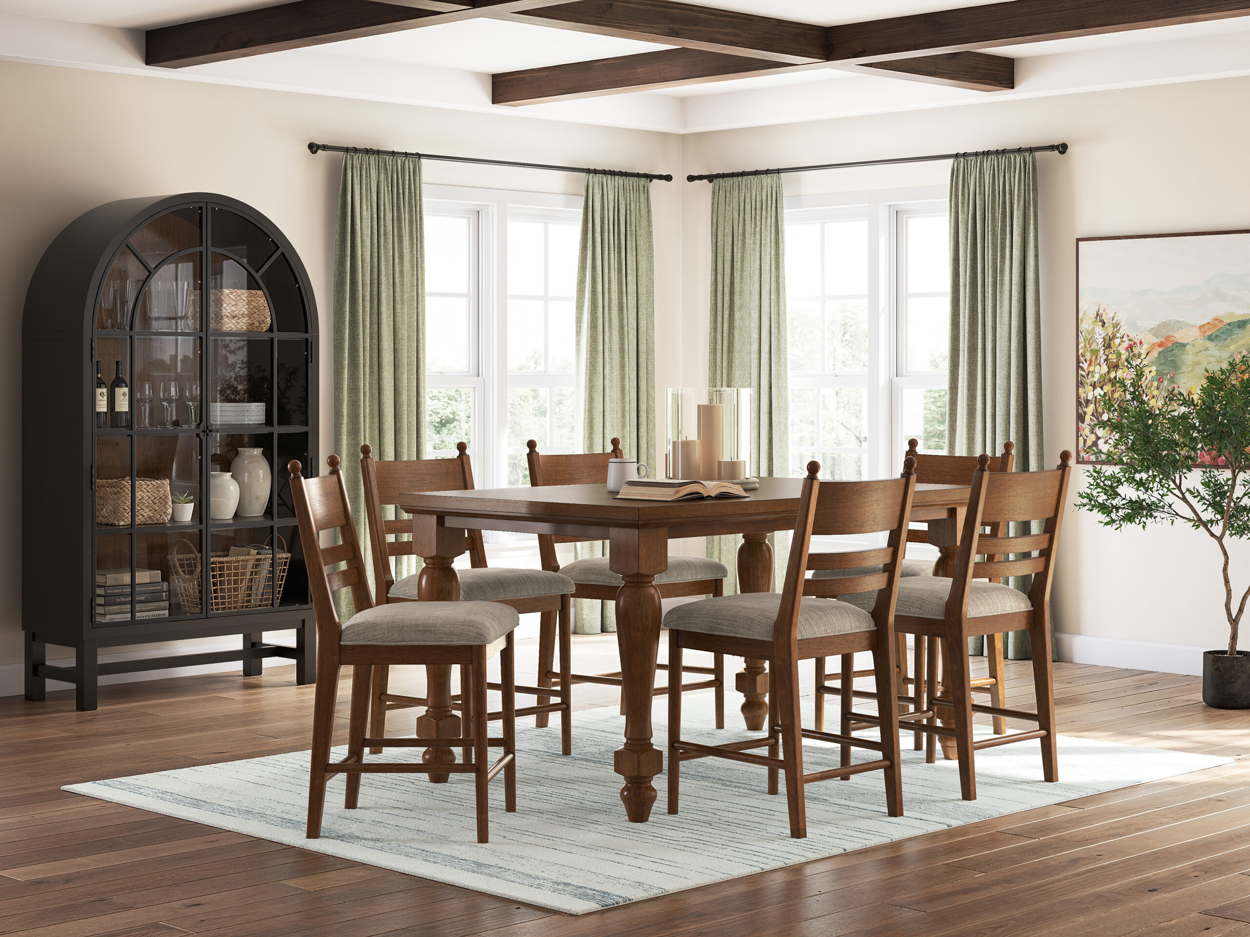 Greddinton Counter Height Dining Table and 6 Barstools