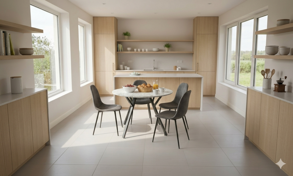 Marble imitation Velvet Chair 5pc Dining set