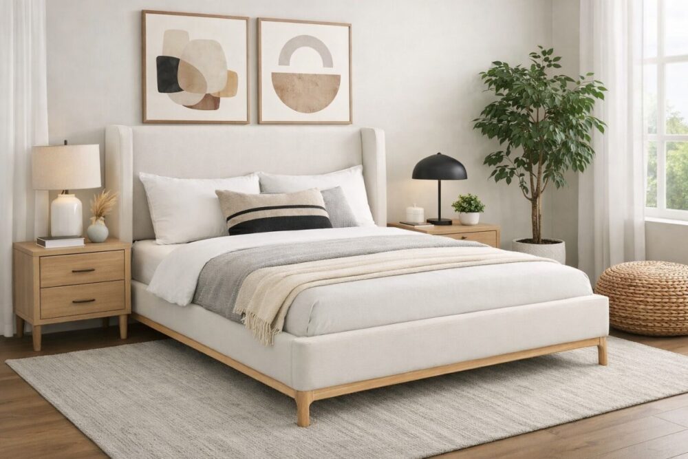 Alternative view of Queen Bed Frame - Beige
