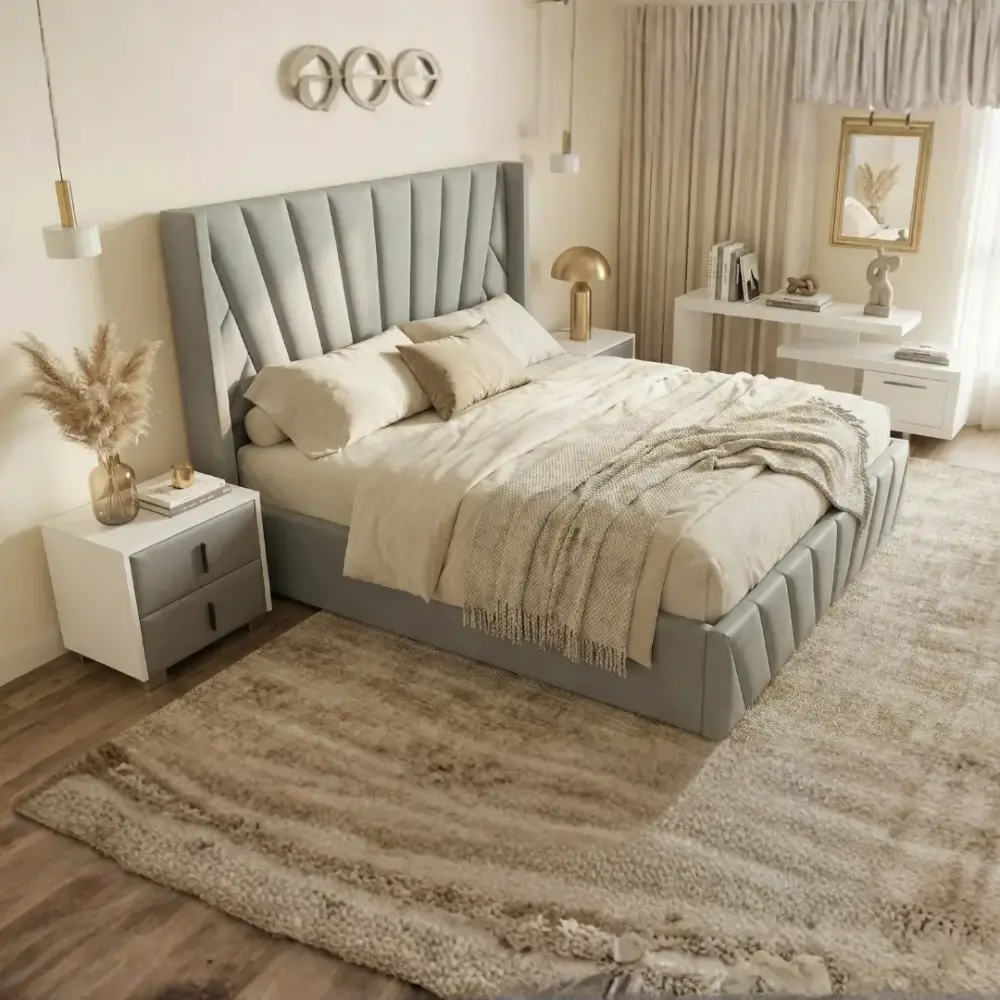 Alternative view of Eva Lift-Up Storage Bed – Light Gray