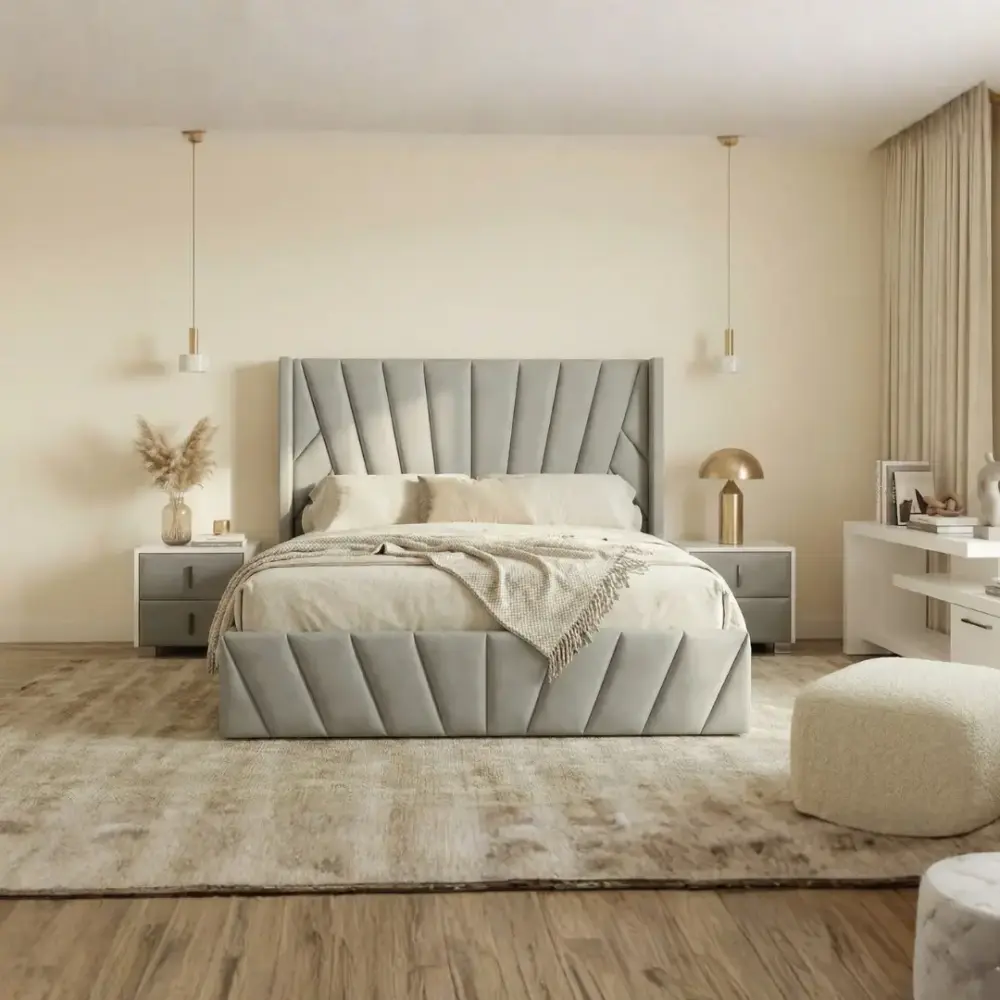 Eva Lift-Up Storage Bed – Light Gray