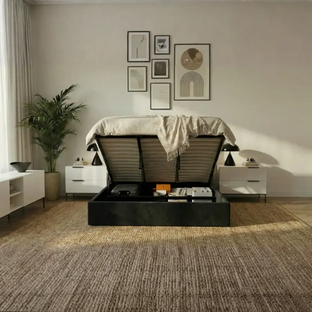 Alternative view of Oliver Hydraulic Lift-Up Storage Bed – Black