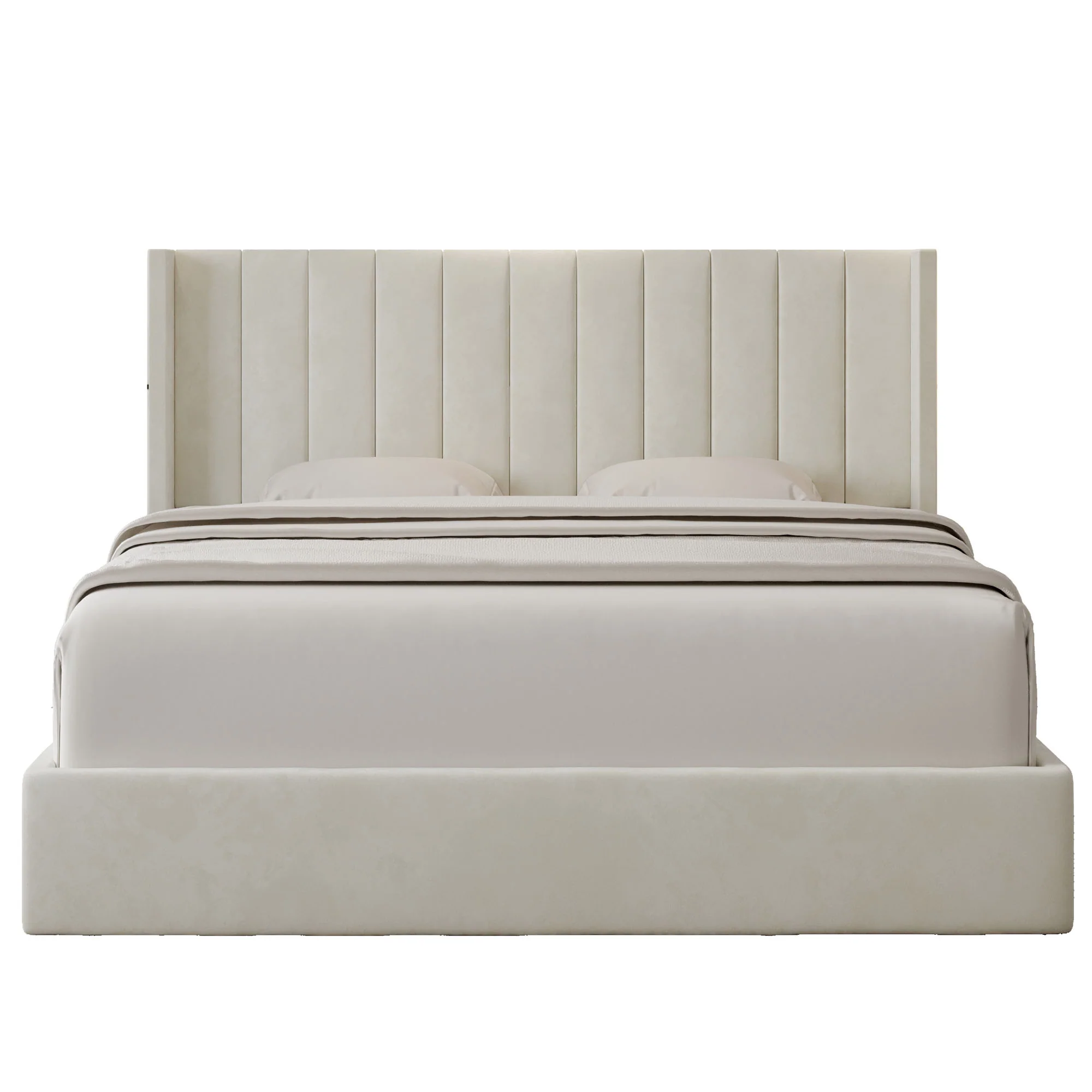 Oliver Hydraulic Lift-Up Storage Bed – Ivory - Image 4