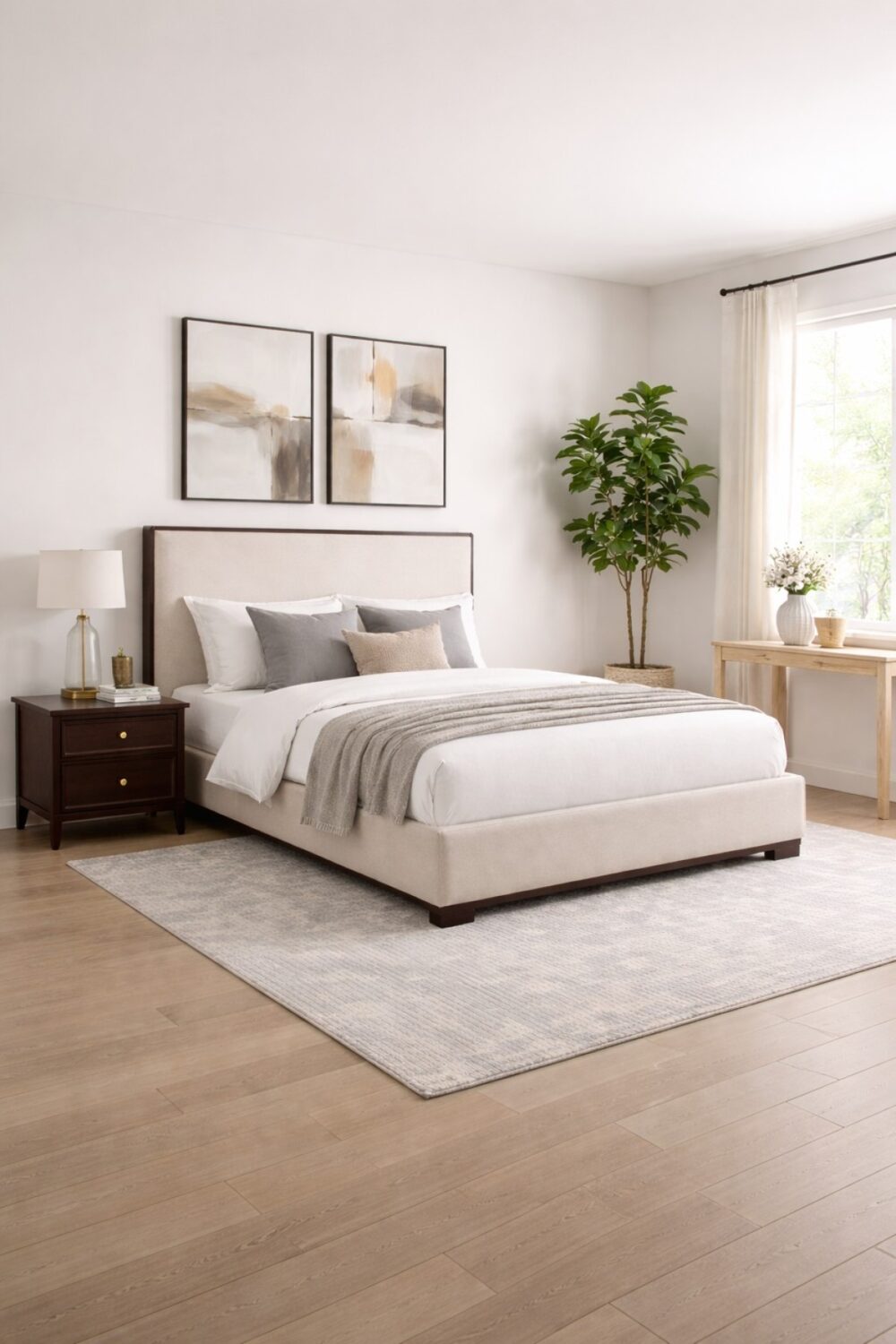 Alternative view of Queen Bed Frame - Beige