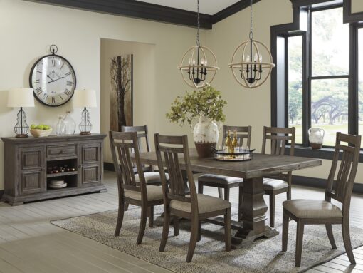 Wyndahl 7 PC Table Set in Rustic Brown - Furniture Trends