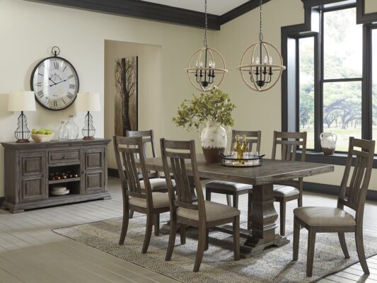 Wyndahl 7 PC Table Set in Rustic Brown