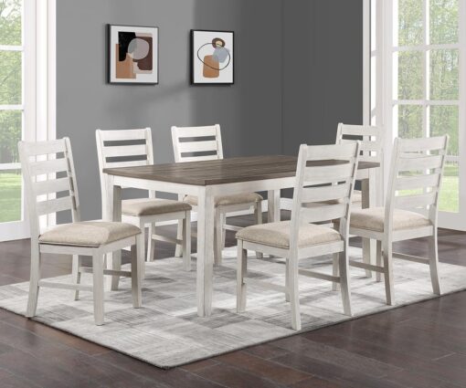 Melbourne 7 Piece Dining Set Brown White Color - Furniture Trends