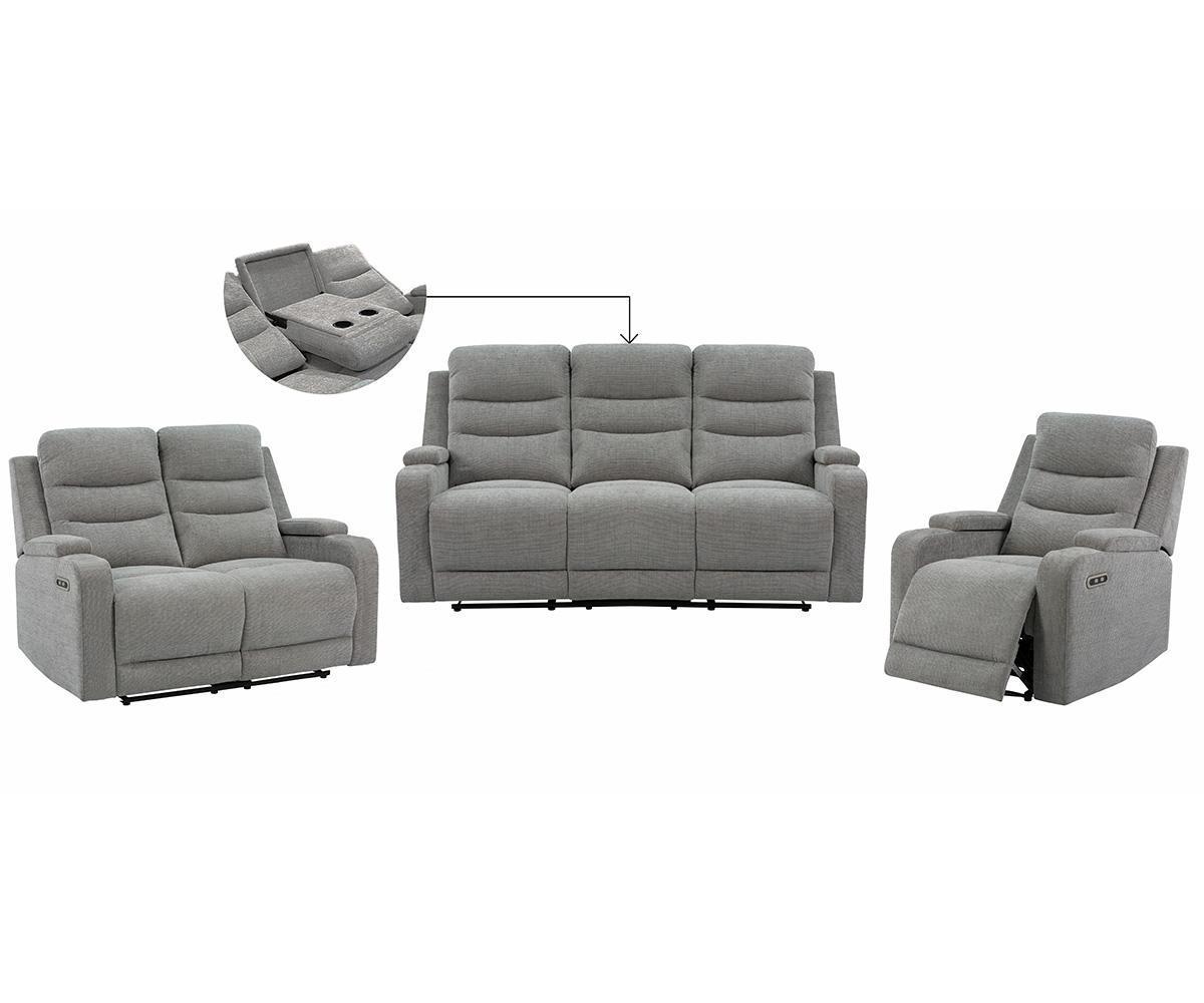 Collin 3 Piece Power Recliner Set Color Grey