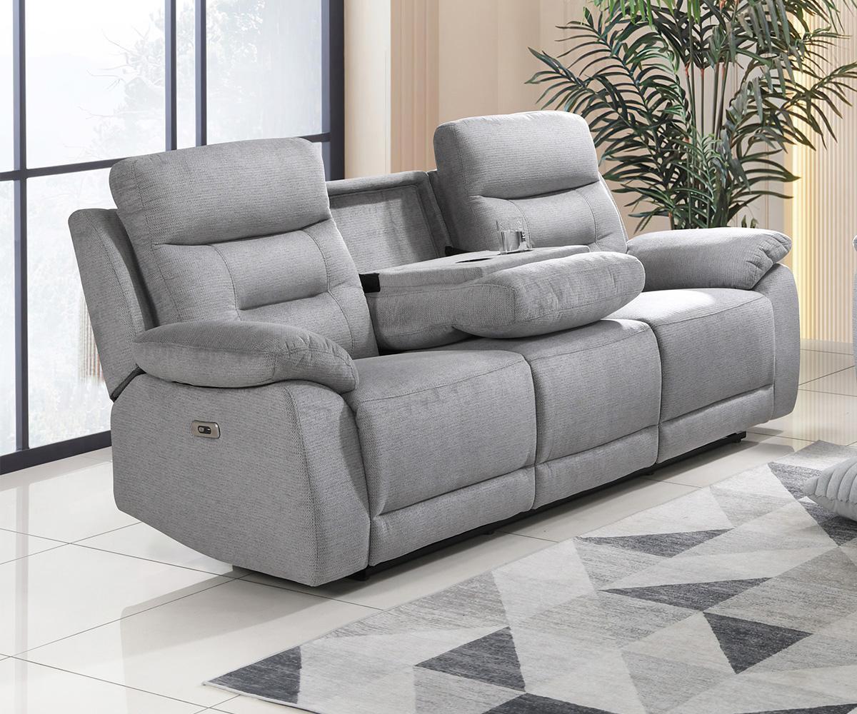 Calypso 3 Piece Power Recliner Set Color Grey - Image 2