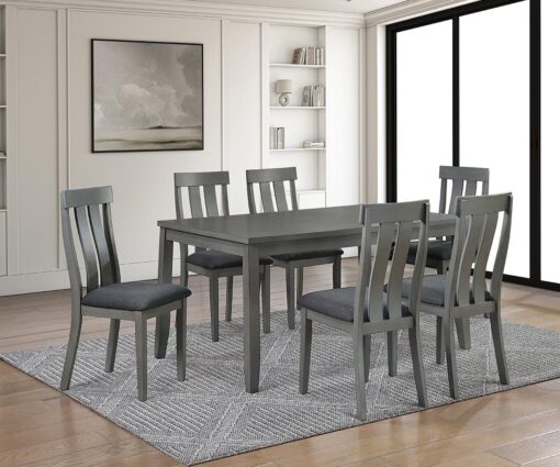 Mira 7 Piece Dining Set Grey Color - Furniture Trends