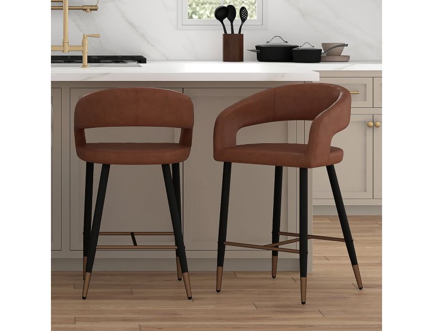 Crimson 26" Counter Stool, Set of 2 in Saddle and Black - Image 9