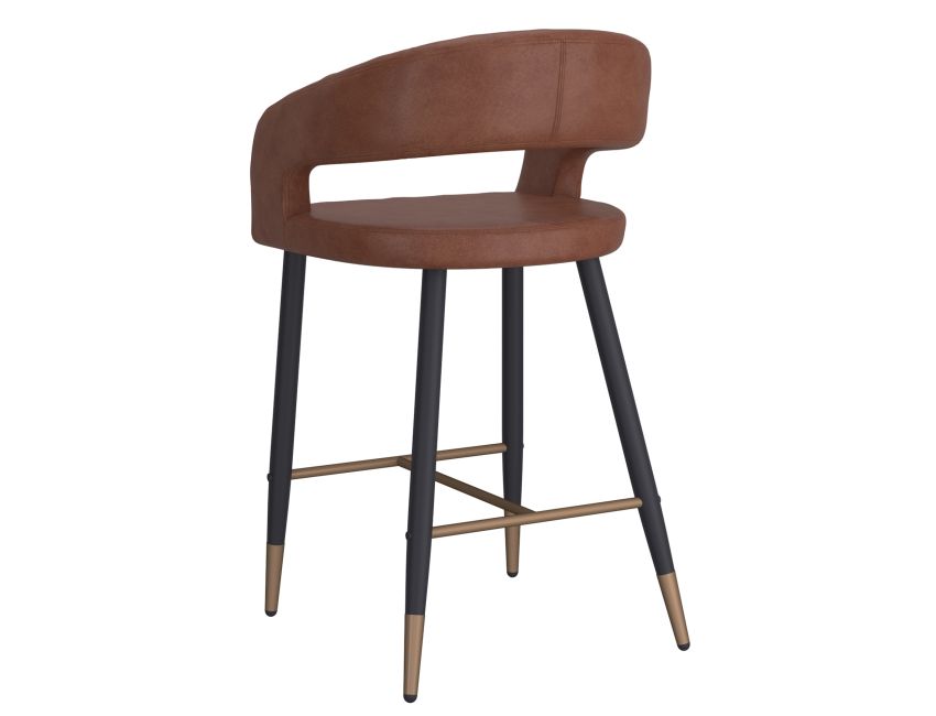 Crimson 26" Counter Stool, Set of 2 in Saddle and Black - Image 7