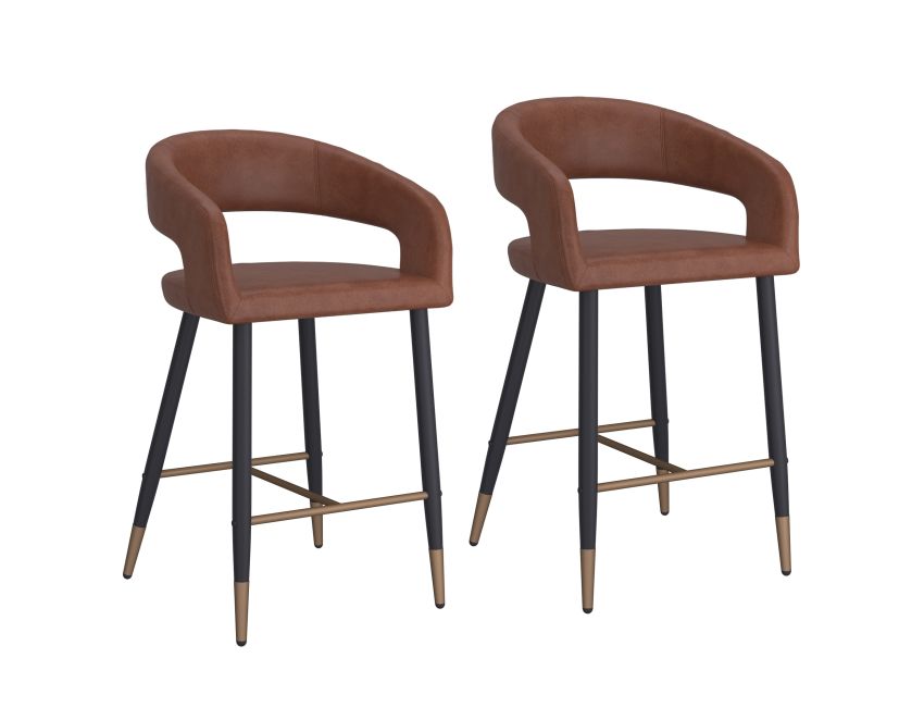 Crimson 26" Counter Stool, Set of 2 in Saddle and Black - Image 3