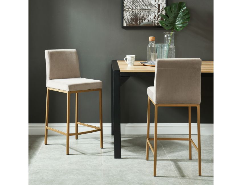 Diego 26" Counter Stool, Set of 2 in Beige and Aged Gold - Image 8