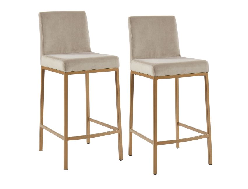 Diego 26" Counter Stool, Set of 2 in Beige and Aged Gold - Image 3
