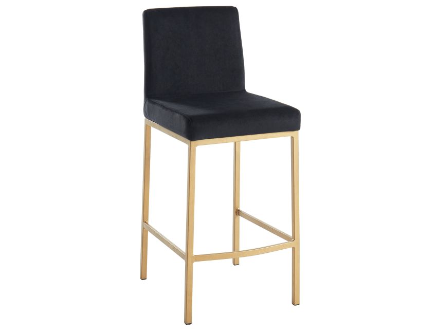 Diego 26" Counter Stool, Set of 2 in Black and Aged Gold
