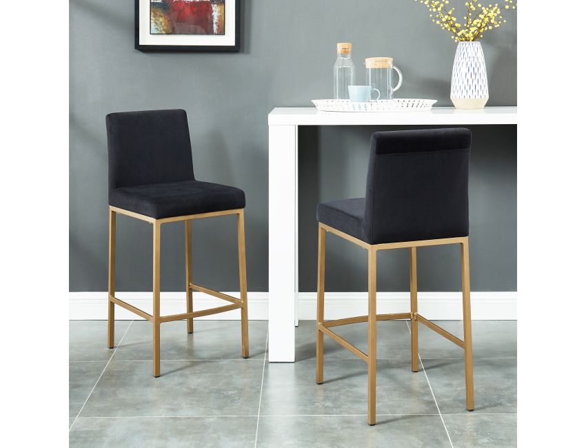 Diego 26" Counter Stool, Set of 2 in Black and Aged Gold - Image 8