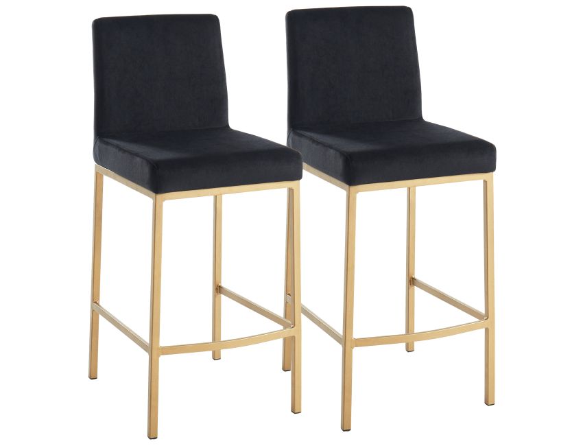 Diego 26" Counter Stool, Set of 2 in Black and Aged Gold - Image 3