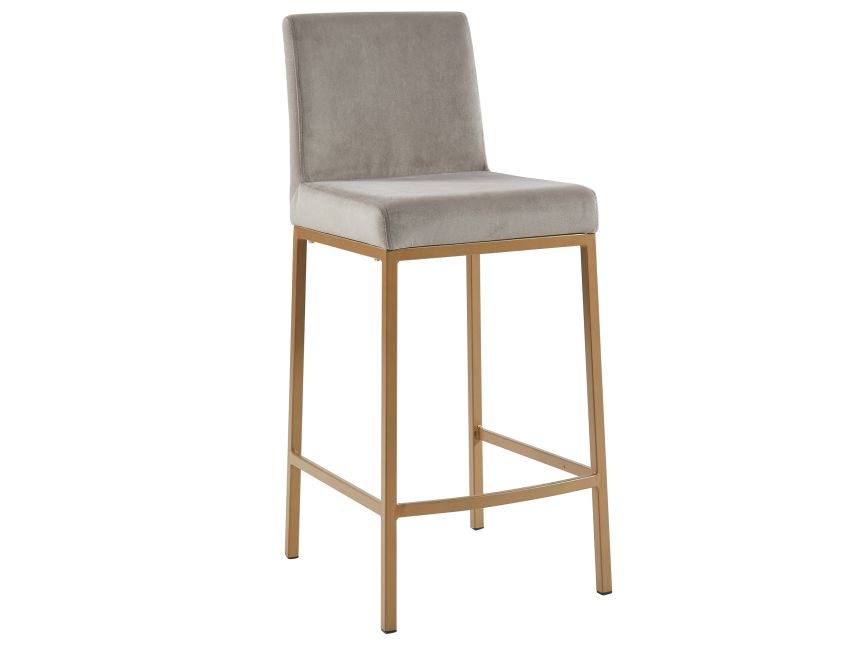 Diego 26" Counter Stool, Set of 2 in Grey and Aged Gold