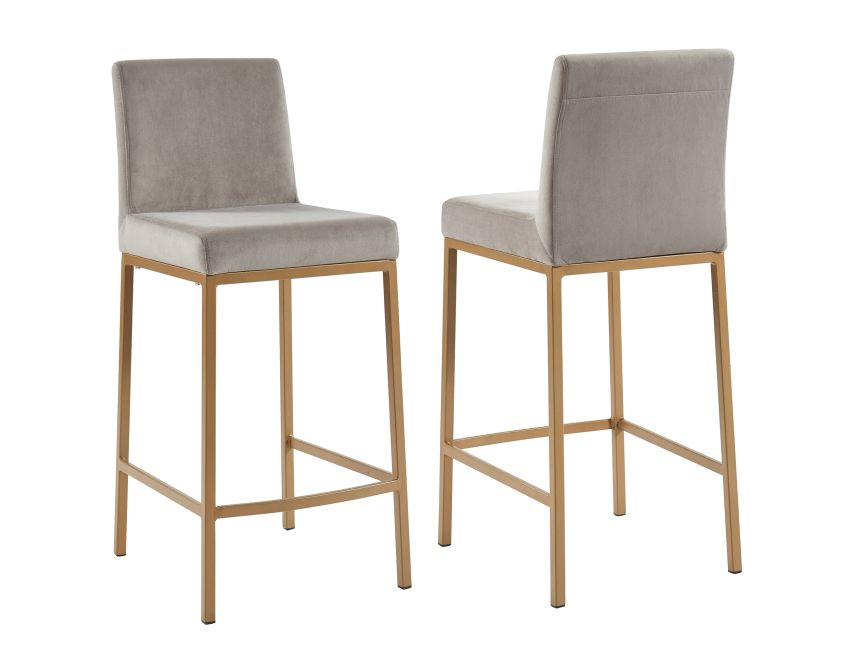 Diego 26" Counter Stool, Set of 2 in Grey and Aged Gold - Image 3