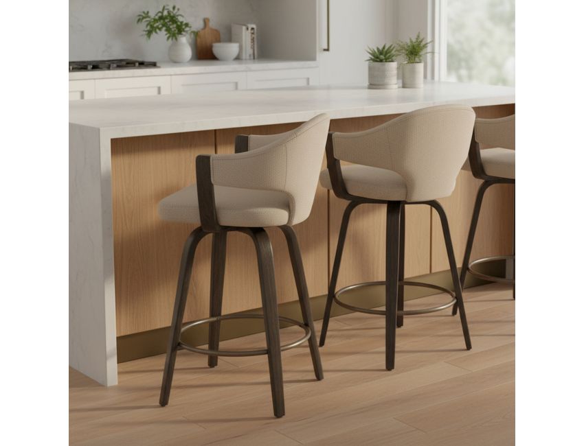Freya 26" Counter Stool with Swivel, Set of 2 in Toffee and Walnut - Image 8