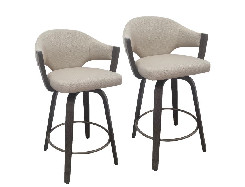 Freya 26" Counter Stool with Swivel, Set of 2 in Toffee and Walnut - Image 3