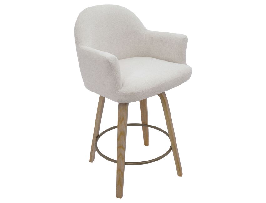 Torra 26" Counter Stool with Swivel, Set of 2 in Oat and Washed Oak