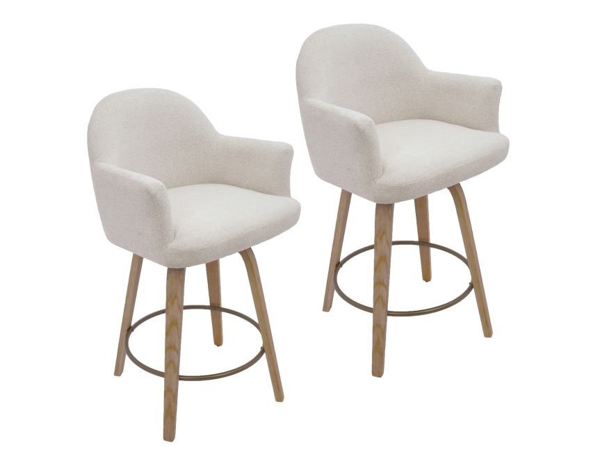 Torra 26" Counter Stool with Swivel, Set of 2 in Oat and Washed Oak - Image 3