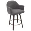 Torra 26" Counter Stool with Swivel, Set of 2 in Warm Charcoal and Dark Walnut - Furniture Trends