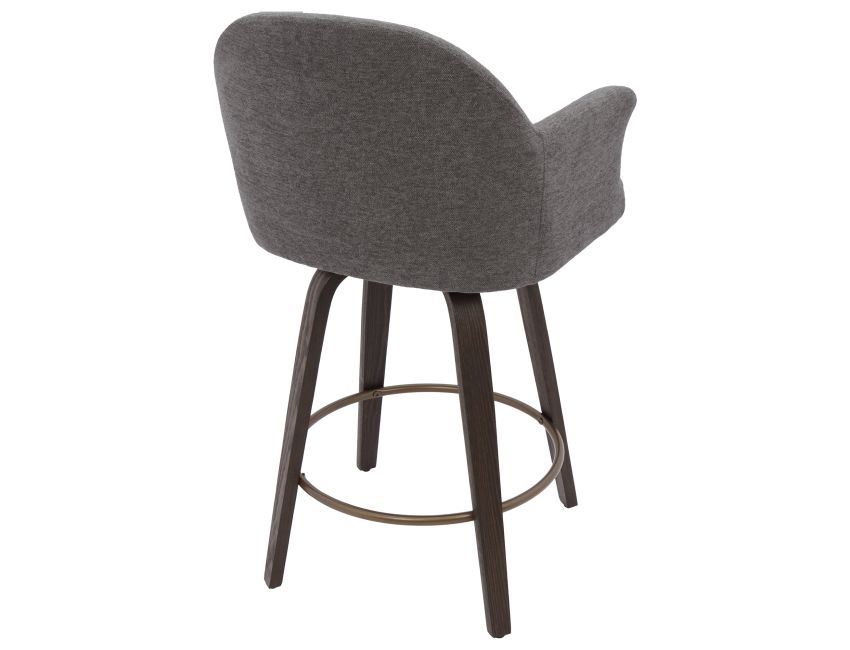 Torra 26" Counter Stool with Swivel, Set of 2 in Warm Charcoal and Dark Walnut - Image 7